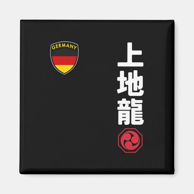 Team Karate Uechi Ryu German Flagga Japansk martia Magnet (Framsidan)