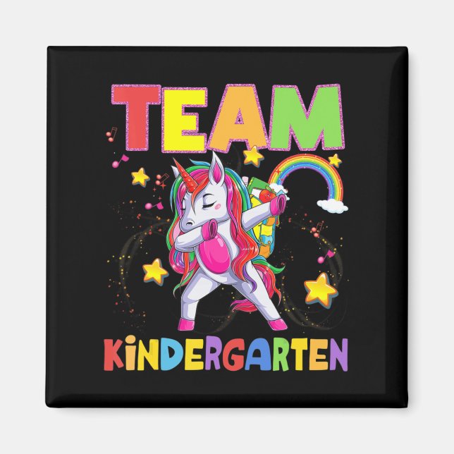 Team Kindergarten Dabbing Unicorn Back to school G Magnet (Framsidan)