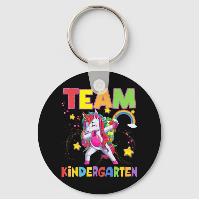 Team Kindergarten Dabbing Unicorn Back to school G Nyckelring (Framsida)