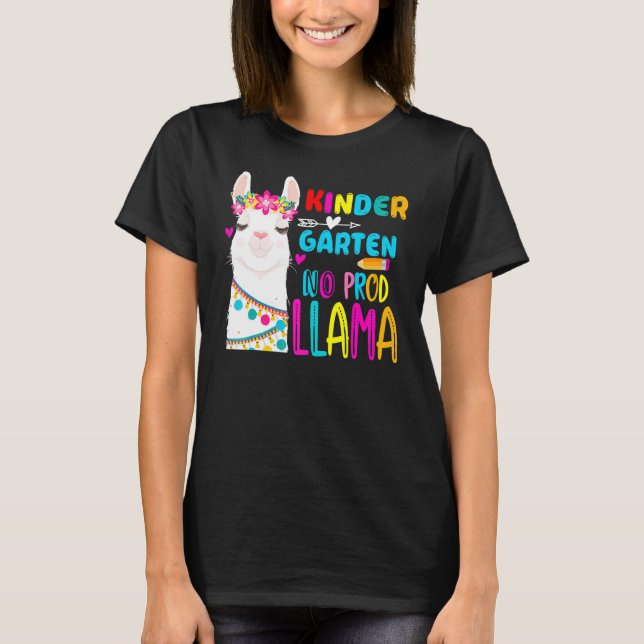 Team Kindergarten Teacher Rainbow No Prob Llama 10 T Shirt (Framsida)