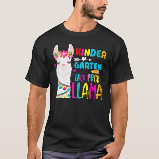 Team Kindergarten Teacher Rainbow No Prob Llama 10 T Shirt (Framsida)