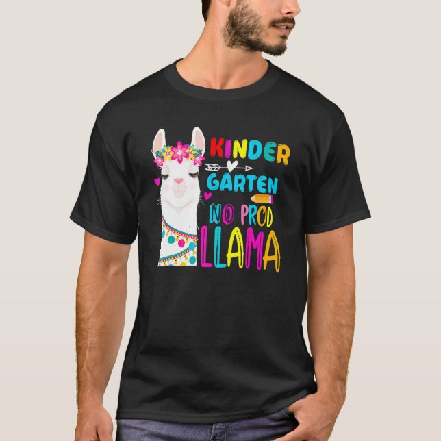 Team Kindergarten Teacher Rainbow No Prob Llama 10 T Shirt (Framsida)