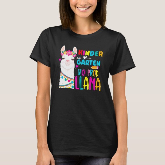 Team Kindergarten Teacher Rainbow No Prob Llama 10 T Shirt (Framsida)