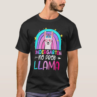 Team Kindergarten Teacher Rainbow No Prob Llama 10 T Shirt