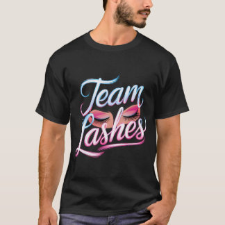 Team Lash Girl Gender Reveal Party Baby Sho Rosa T Shirt
