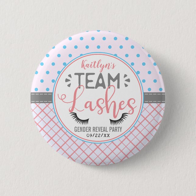 "Team Lash" Modern Gender Reveal Party Knapp (Framsida)