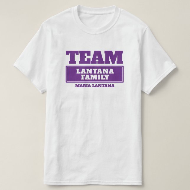 Team lila personlig-familj eller gruppt-shirt tee (Design framsida)