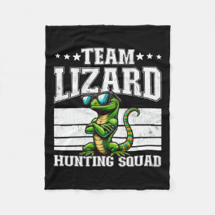 Team Lizard Hunting Squad Funny Retro Gecko Lizard Fleecefilt