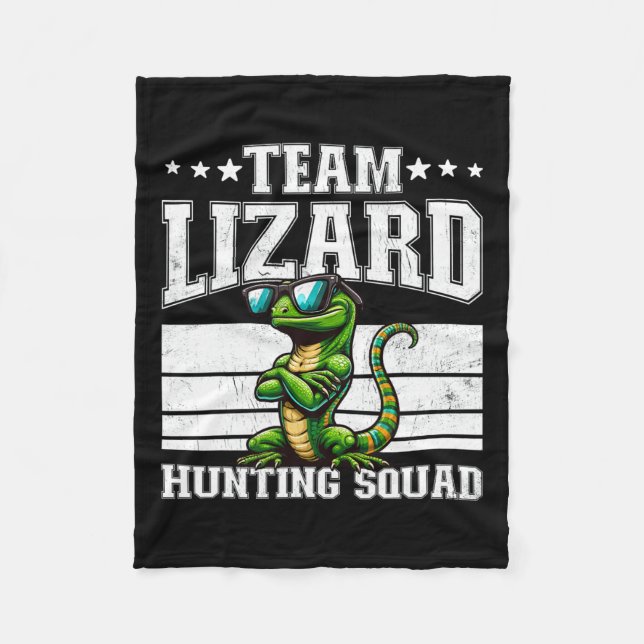 Team Lizard Hunting Squad Funny Retro Gecko Lizard Fleecefilt (Framsidan)