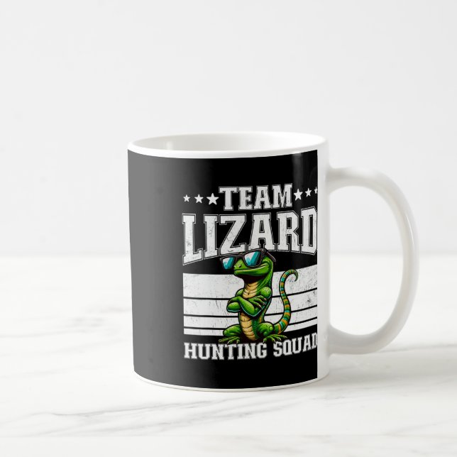 Team Lizard Hunting Squad Funny Retro Gecko Lizard Kaffemugg (Höger)