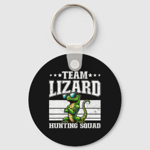 Team Lizard Hunting Squad Funny Retro Gecko Lizard Nyckelring