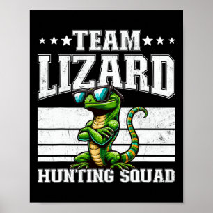 Team Lizard Hunting Squad Funny Retro Gecko Lizard Poster