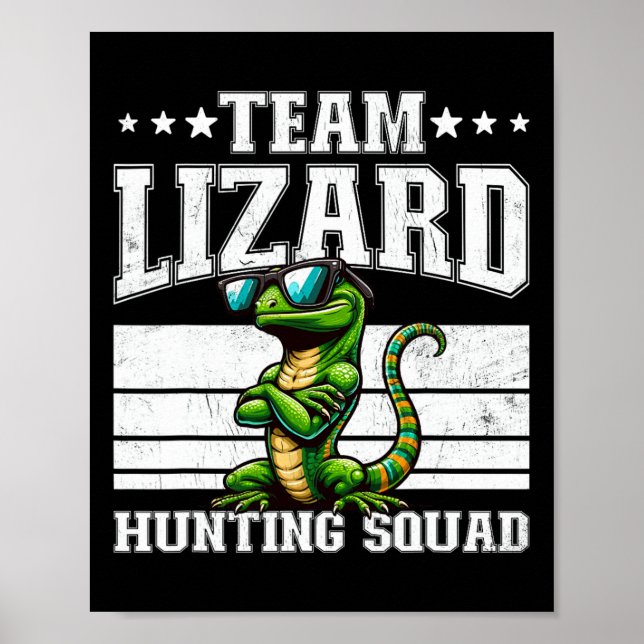 Team Lizard Hunting Squad Funny Retro Gecko Lizard Poster (Framsidan)
