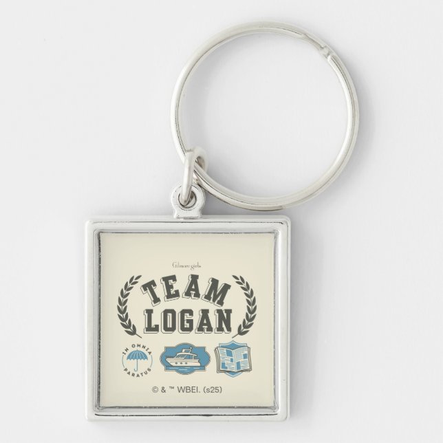 Team Logan Gilmore Girls Design Fyrkantig Silverfärgad Nyckelring (Framsidan)