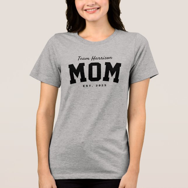 Team mamma söt, enkel personlig svart t shirt (Framsida)
