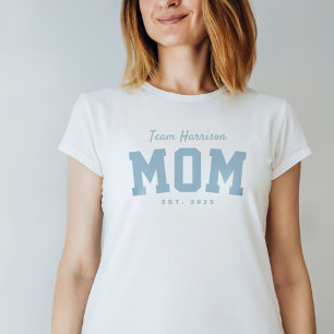 Team mamma sportisk, enkel personlig blå t shirt