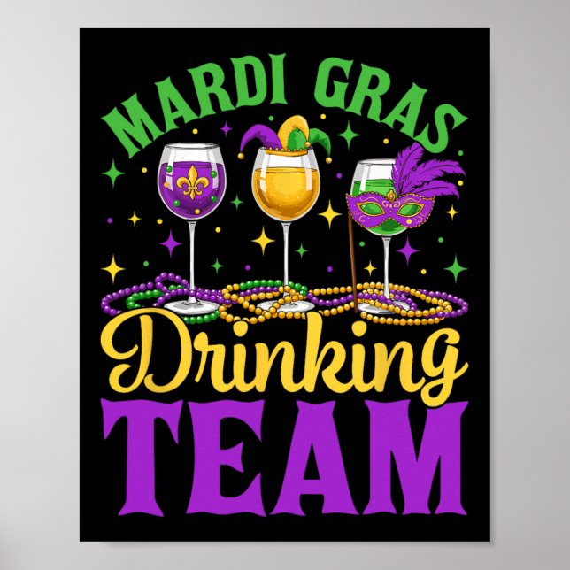 Team Mardi Gras Party Custome Drinking Beer Drink Poster (Framsidan)