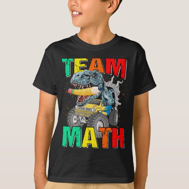 Team Math Monster Lastbil Dinosaur Boys T-Shirt (Framsida)