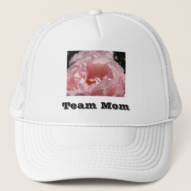 Team Mom! sporthattar Rosa Rosblommor Truckerkeps (Framsida)