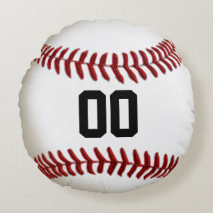 Team NAMN eller ditt NAMN, NUMMER Baseball Pillows Rund Kudde