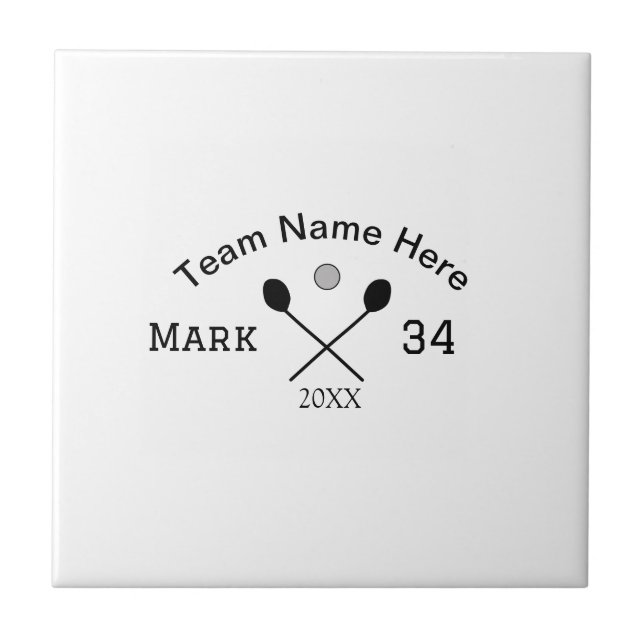 Team namn här lägger till namn-nummer, boll-paddel kakelplatta (Framsidan)