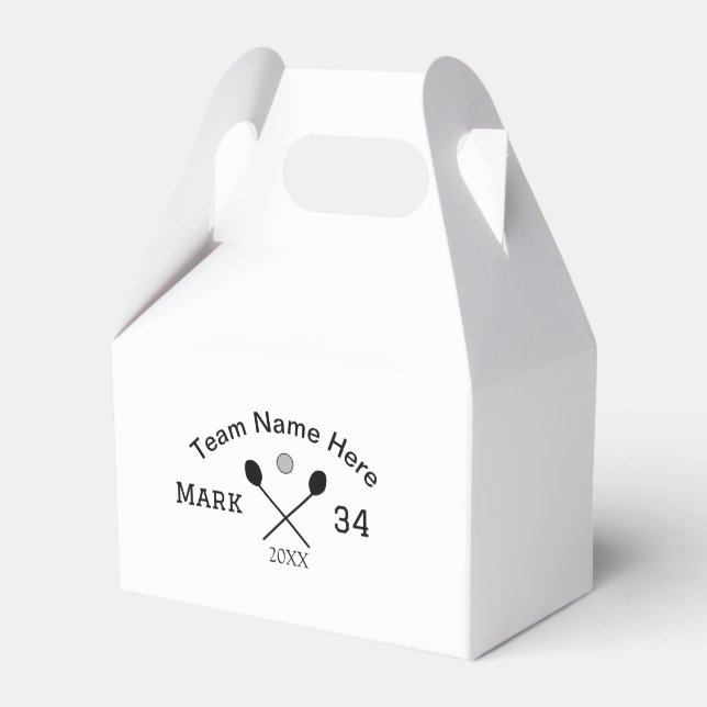 Team namn här lägger till namn-nummer, boll-paddel presentaskar (Framsidan Sidan)