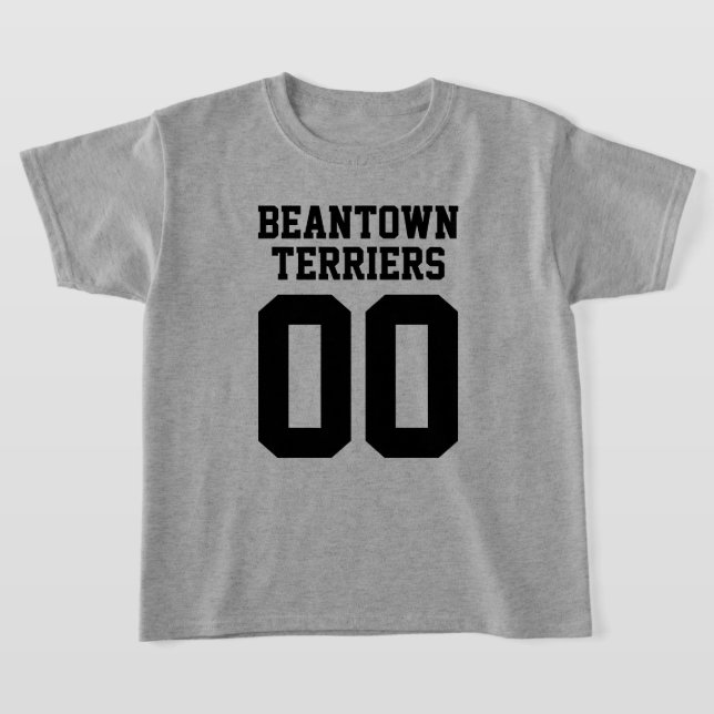 Team Namn och Jersey Number Front T-Shirt (Laydown)