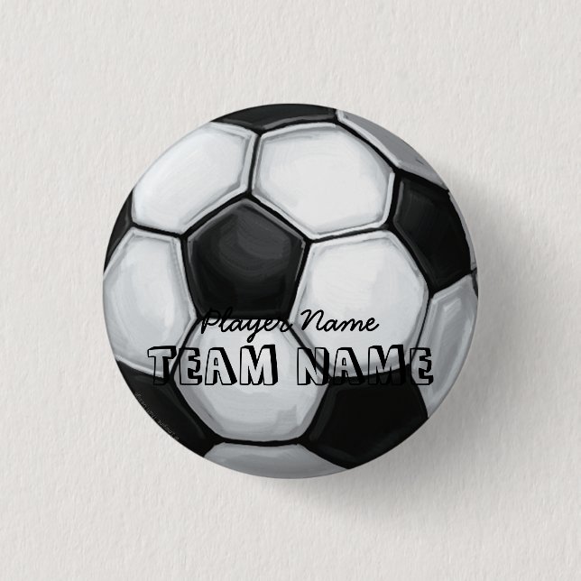 Team Namn och Number Soccer Ball Knapp (Framsida)