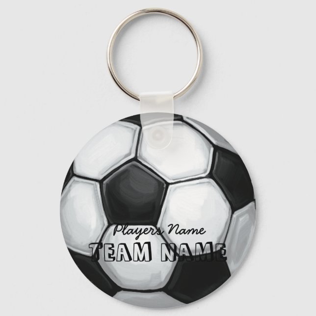 Team Namn och Number Soccer Ball Nyckelring (Framsida)