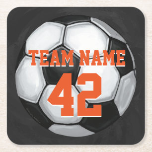 Team Namn och Number Soccer Ball Underlägg Papper Kvadrat