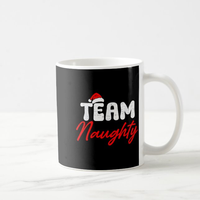 Team Naughty Funny Christmas Couple Matching Team  Kaffemugg (Höger)