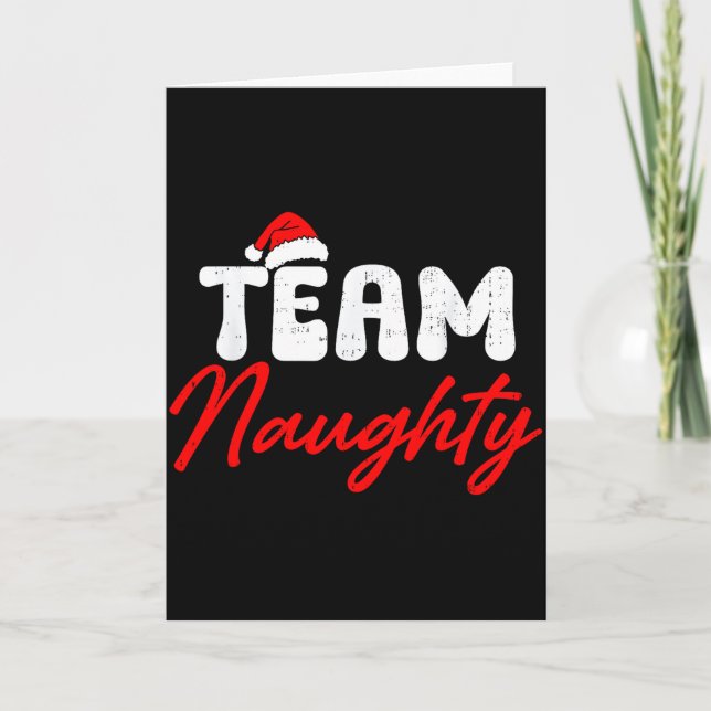 Team Naughty Funny Christmas Couple Matching Team  Kort (Framsida)