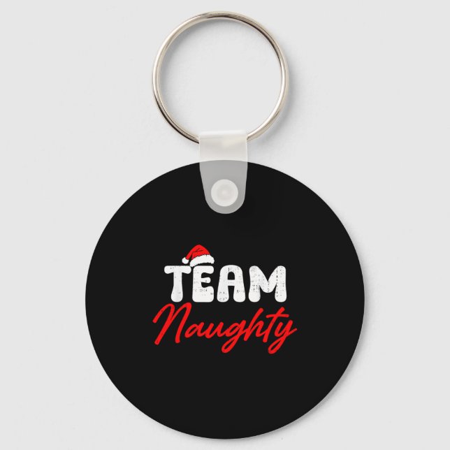 Team Naughty Funny Christmas Couple Matching Team  Nyckelring (Framsida)