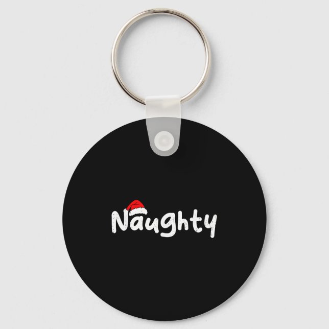 Team Naughty Funny Christmas Couple Matching Team  Nyckelring (Framsida)