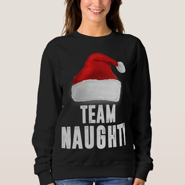 Team Naughty Funny jul Pajama Family Matchin T Shirt (Framsida)