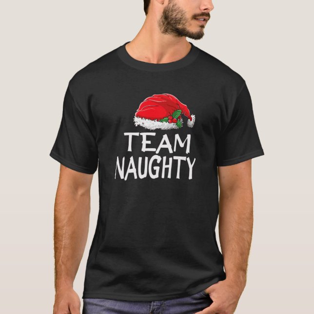 Team Naughty Funny jul Pajamas Jultomten M T Shirt (Framsida)