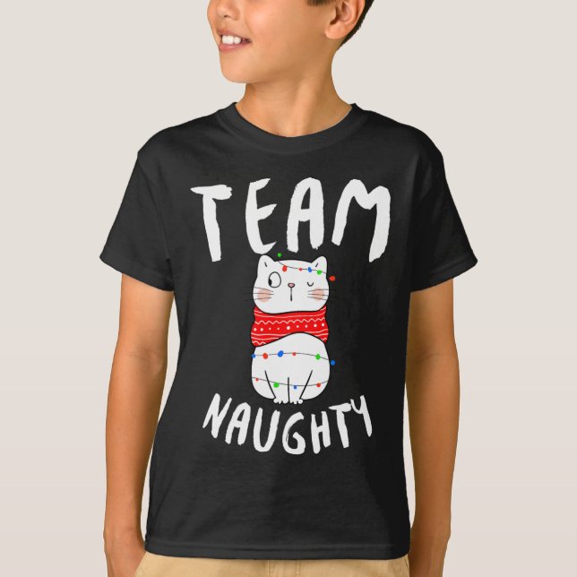 Team Naughty Funny Matching Family Jul T Shirt (Framsida)