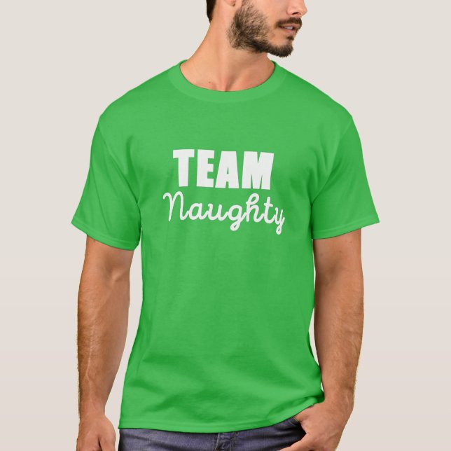 Team Naughty Matching jul Par T Shirt (Framsida)