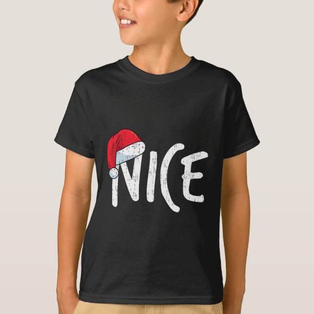 Team Naughty Nice-kul matchande jul-Par T Shirt (Framsida)