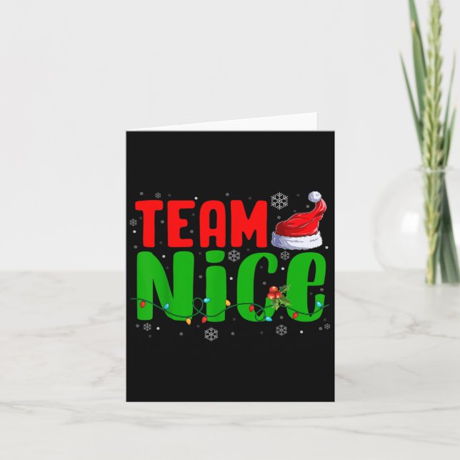 Team Naughty Nice Santa Hat Funny Christmas Matchi Kort (Framsida)