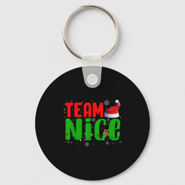 Team Naughty Nice Santa Hat Funny Christmas Matchi Nyckelring (Framsida)