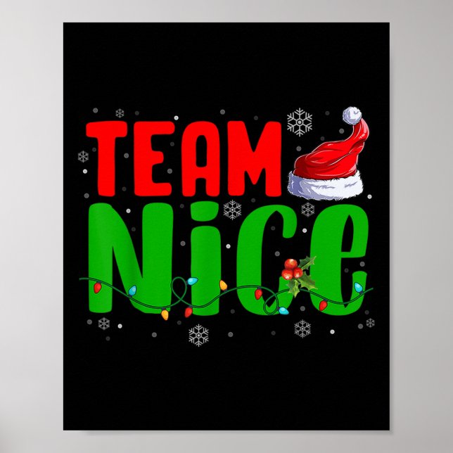 Team Naughty Nice Santa Hat Funny Christmas Matchi Poster (Framsidan)