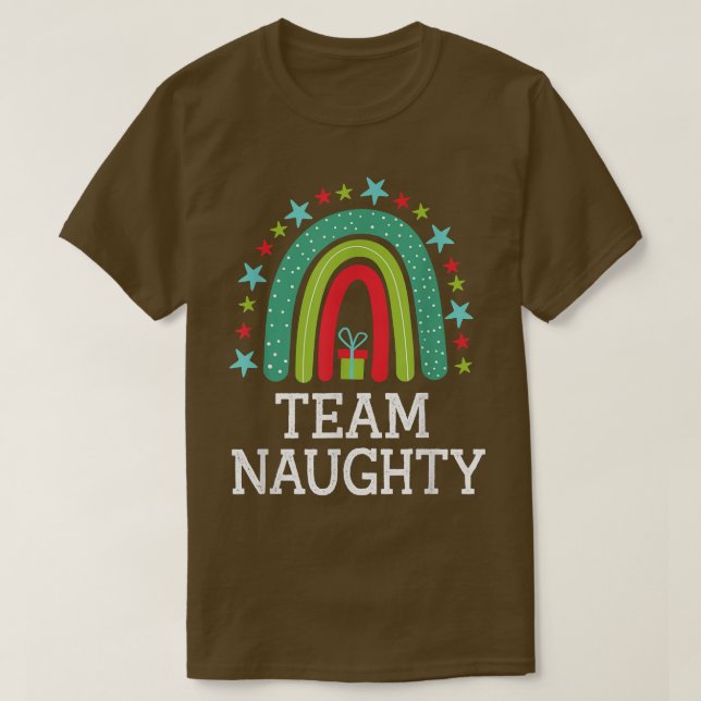 Team Naughty Rainbow Matching jul för kupp T Shirt (Design framsida)