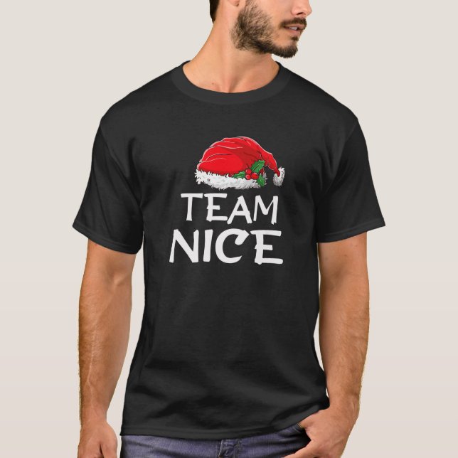 Team Nice Funny Christmas Pajamas Santa Claus Men T Shirt (Framsida)