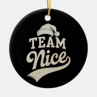 Team Nice Santa Hat Christmas Xmas Matching Family Julgransprydnad Keramik