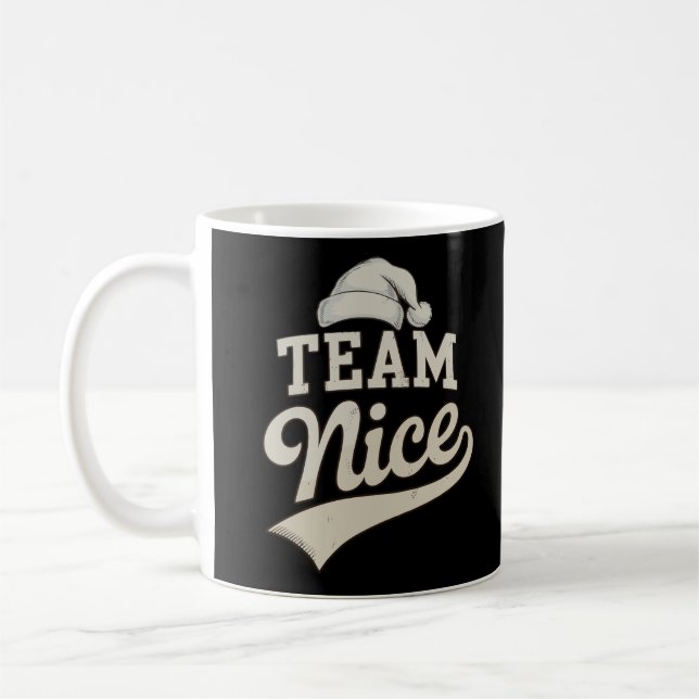 Team Nice Santa Hat Christmas Xmas Matching Family Kaffemugg (Vänster)