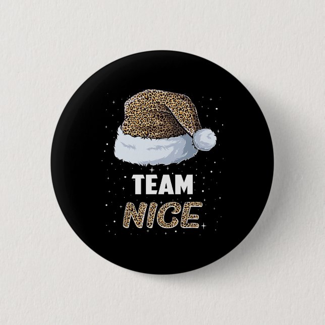 Team Nice Santa Leopard Hat Pajamas Family Julafto Knapp (Framsida)
