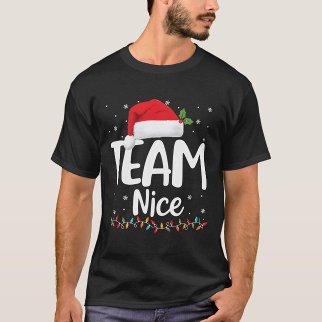 Team Nice Shirt Funny Naughty Nice jul T Shirt (Framsida)