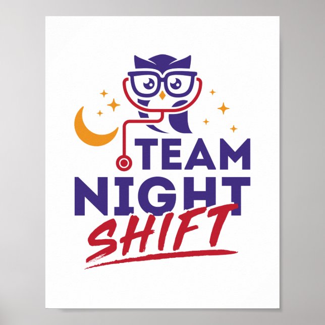 Team Night Shift Hospital Doktor Nurse Personal Poster (Framsidan)