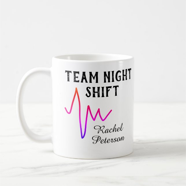 Team night shift nurse doctor medical name heart l kaffemugg (Vänster)
